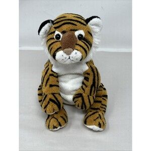2005 Princess Soft Toys Gold Black Stripe Tiger Plush Stuffed Animal 10"